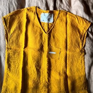 Reserved*** linen  top yellow mustard